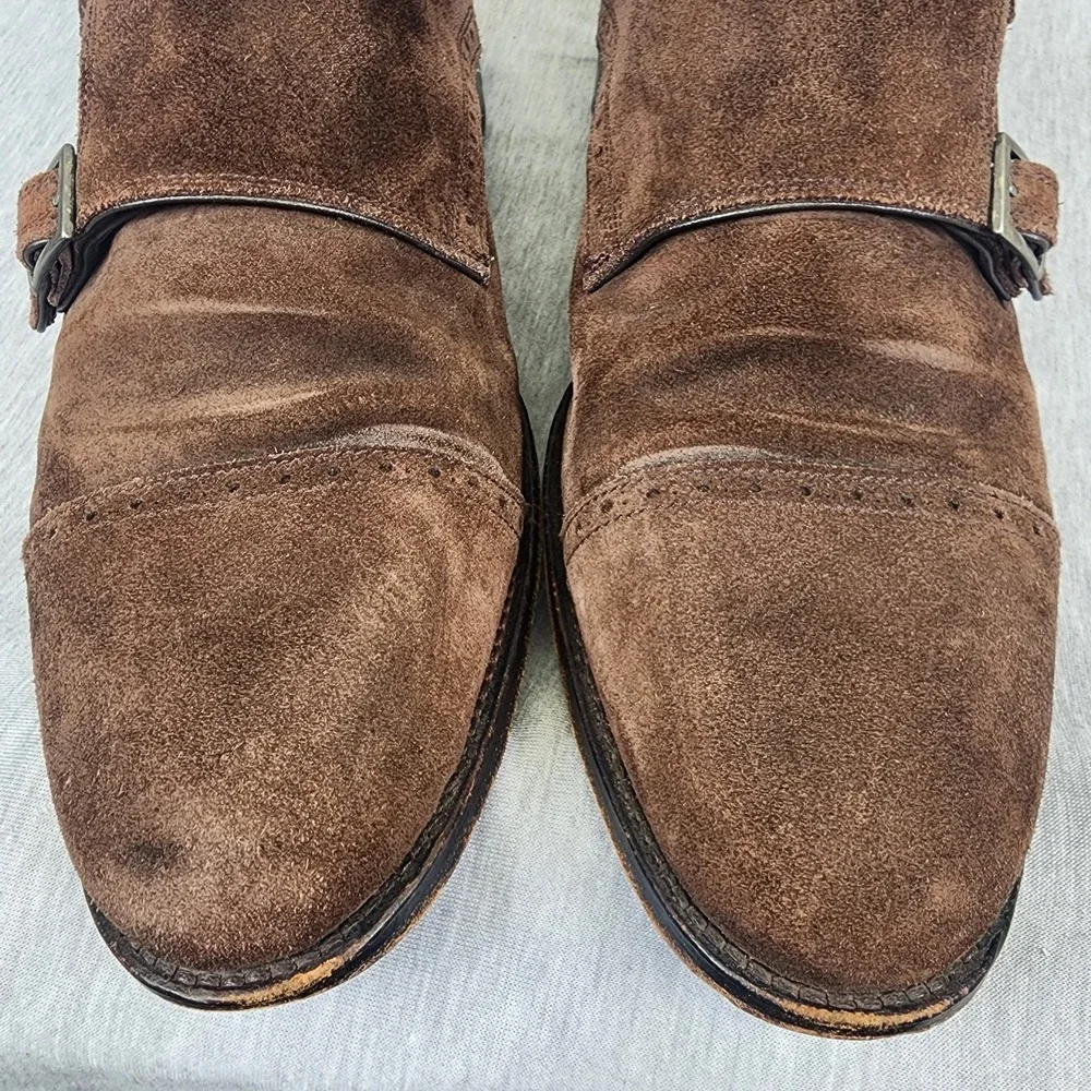 Crosby Square Allen Size 10 Double Monk Strap Brown Suede Loafer Dress‎ Shoes